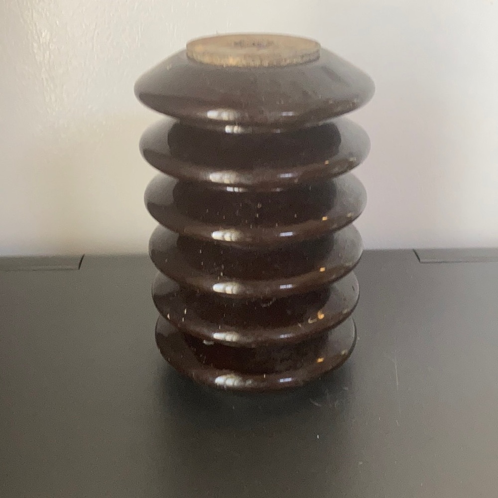 VINTAGE BROWN CERAMIC ELECTRICAL  INSULATOR.